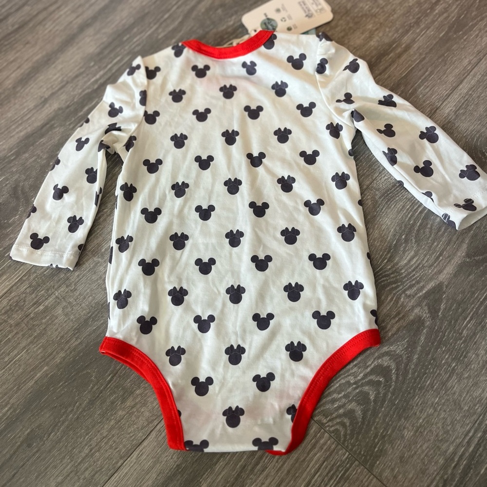 Disney Mickey Mouse White and Black Baby Onesie